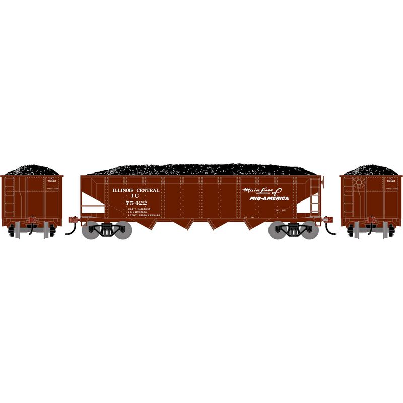 Athearn RTR 1581 HO Scale 40' 4-Bay Offset Hopper W/Load Illinois Central IC 75422