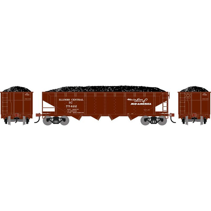 Athearn RTR 1581 HO Scale 40' 4-Bay Offset Hopper W/Load Illinois Central IC 75422