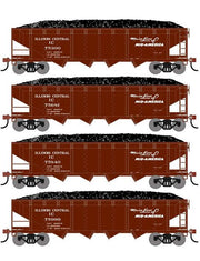 Athearn RTR 1582 HO Scale 40' 4-Bay Offset Hopper W/Load Illinois Central IC 4-Pack #1