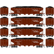 Athearn RTR 1582 HO Scale 40' 4-Bay Offset Hopper W/Load Illinois Central IC 4-Pack #1