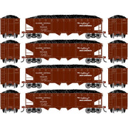 Athearn RTR 1583 HO Scale 40' 4-Bay Offset Hopper W/Load Illinois Central IC 4-Pack #2