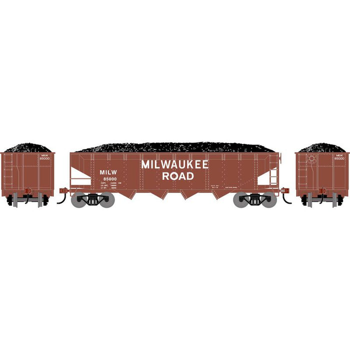 Athearn RTR 1584 HO Scale 40' 4-Bay Offset Hopper W/Load Milwaukee Road MILW 85000