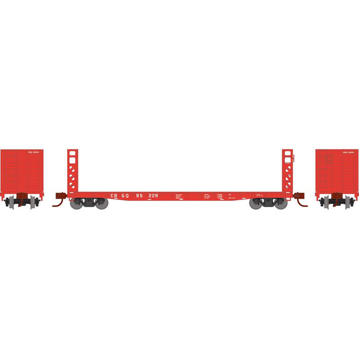 Athearn RTR 1593 N Scale 53' GSC Bulkhead Flatcar Burlington CB&Q 95229