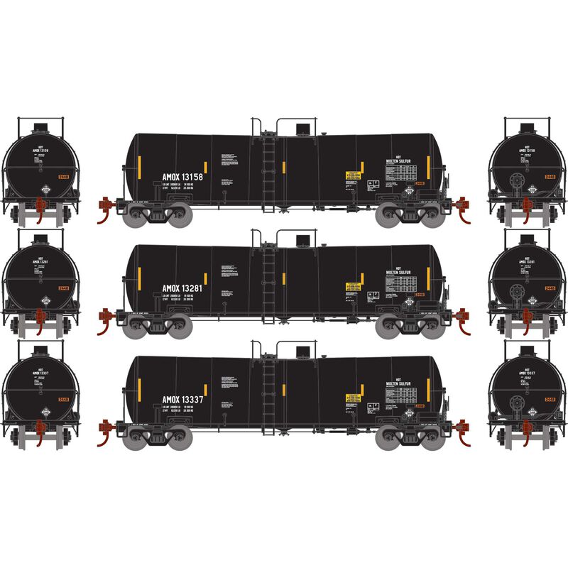 Athearn RTR 16407 HO Scale 16k Clay Slurry Tank Car Amoco AMOX 3 Pack