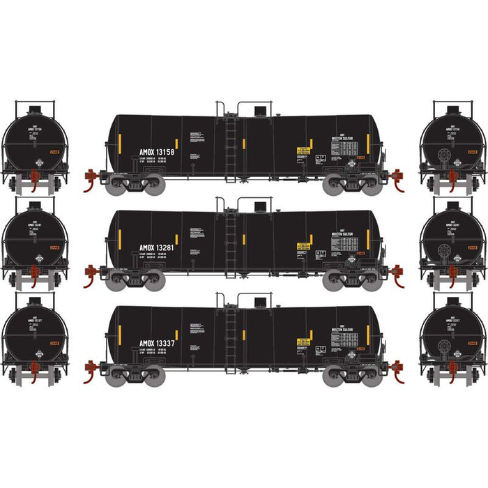 Athearn RTR 16407 HO Scale 16k Clay Slurry Tank Car Amoco AMOX 3 Pack