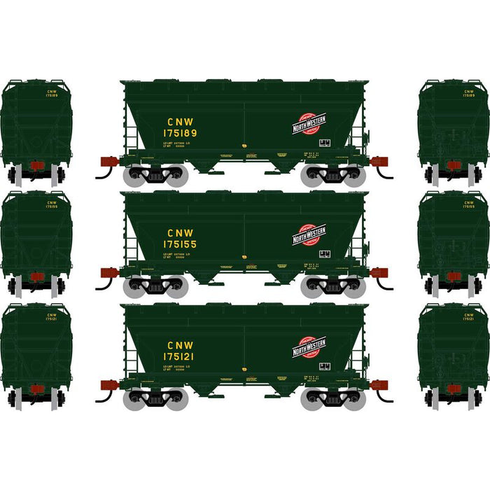 Athearn RTR 1679 HO Scale ACF 2970 Covered Hopper Chicago & North Western CNW 3-Pack