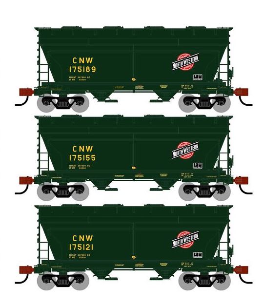 Athearn RTR 1679 HO Scale ACF 2970 Covered Hopper Chicago & North Western CNW 3-Pack