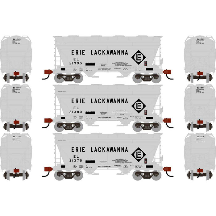 Athearn RTR 1682 HO Scale ACF 2970 Covered Hopper Erie Lackawanna EL Primed for Grime 3-Pack