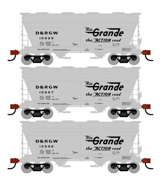 Athearn RTR 1685 HO Scale ACF 2970 Covered Hopper Rio Grande DRGW 3-Pack