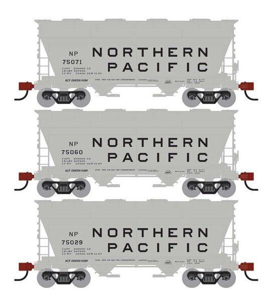 Athearn RTR 1691 HO Scale ACF 2970 Covered Hopper Northern Pacific NP 3-Pack