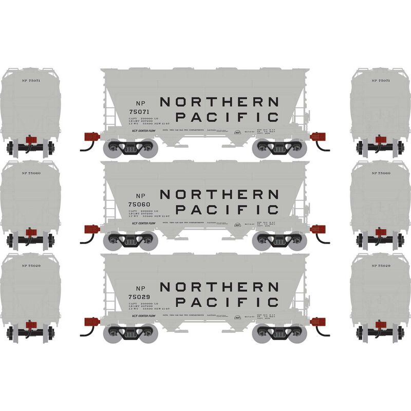 Athearn RTR 1691 HO Scale ACF 2970 Covered Hopper Northern Pacific NP 3-Pack