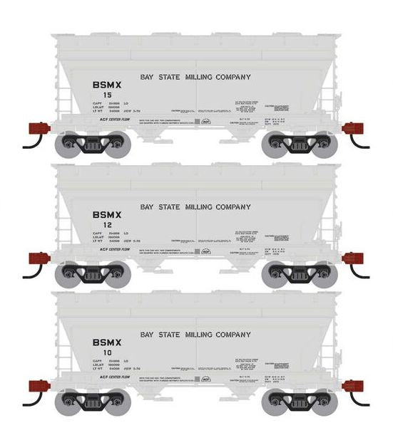 Athearn RTR 1694 HO Scale ACF 2970 Covered Hopper Bay State Milling BSMX 3-Pack