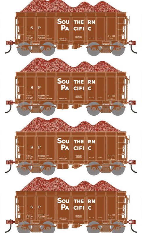 Athearn RTR 1696 HO Scale 26' Ore Car High Side w/Load Southern Pacific SP 4-Pack #1