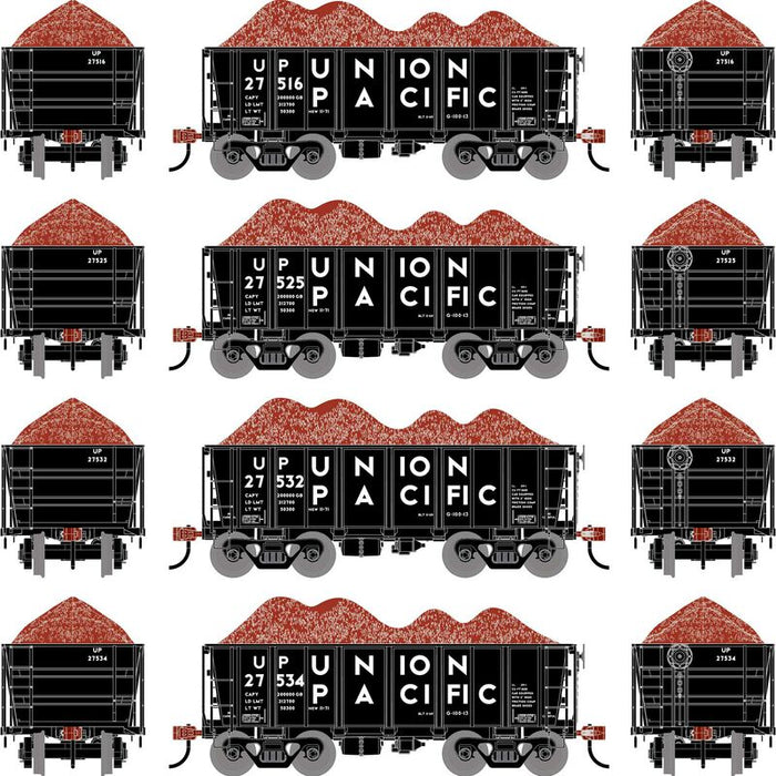 Athearn RTR 1699 HO Scale 26' Ore Car Low Side w/Load Union Pacific UP 4-Pack #1