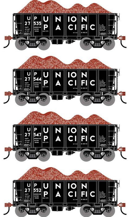 Athearn RTR 1700 HO Scale 26' Ore Car Low Side w/Load Union Pacific UP 4-Pack #2