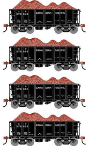 Athearn RTR 1703 HO Scale 26' Ore Car Low Side w/Load Canadian Pacific CP 4-Pack #2