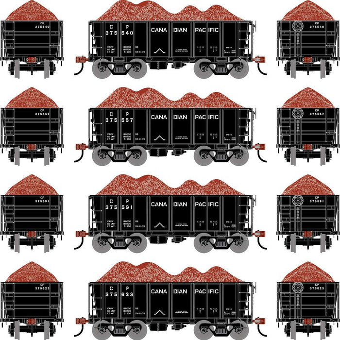 Athearn RTR 1703 HO Scale 26' Ore Car Low Side w/Load Canadian Pacific CP 4-Pack #2
