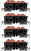 Athearn RTR 1708 HO Scale 26' Ore Car Low Side w/Load Nacionales de Mexico NdeM 4-Pack #1
