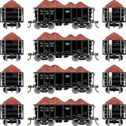 Athearn RTR 1709 HO Scale 26' Ore Car Low Side w/Load Nacionales de Mexico NdeM 4-Pack #2