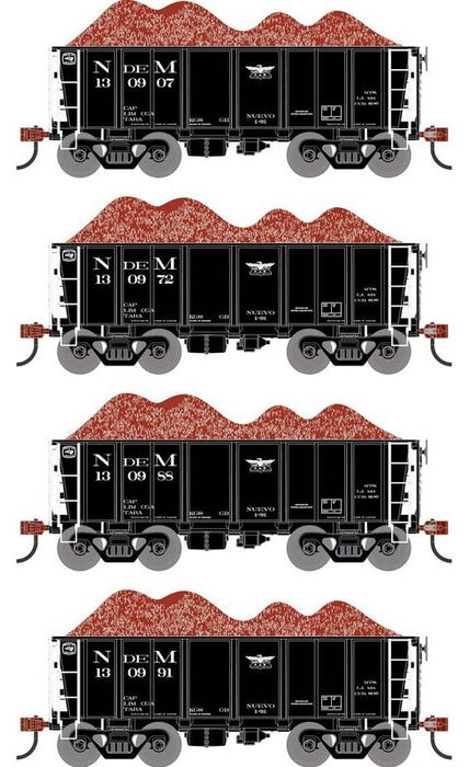 Athearn RTR 1709 HO Scale 26' Ore Car Low Side w/Load Nacionales de Mexico NdeM 4-Pack #2