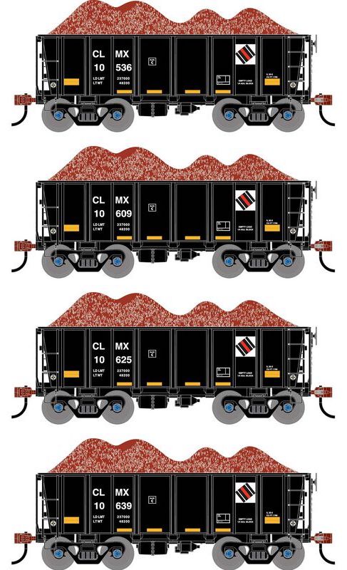 Athearn RTR 1712 HO Scale 26' Ore Car Low Side w/Load Cyprus Sierrita Corp CLMX 4-Pack #2