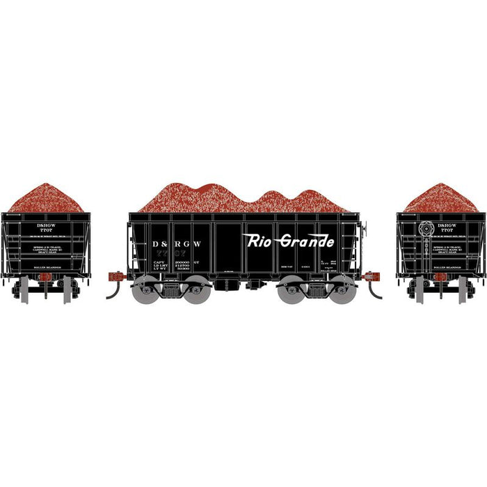 Athearn RTR 1713 HO Scale 26' Ore Car High Side w/Load Rio Grande DRGW 7707