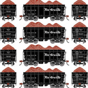 Athearn RTR 1715 HO Scale 26' Ore Car High Side w/Load Rio Grande DRGW 4-Pack #2