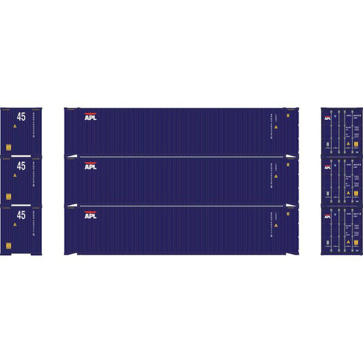 Athearn RTR 1830 HO Scale 45' Container APL APHU 3-Pack