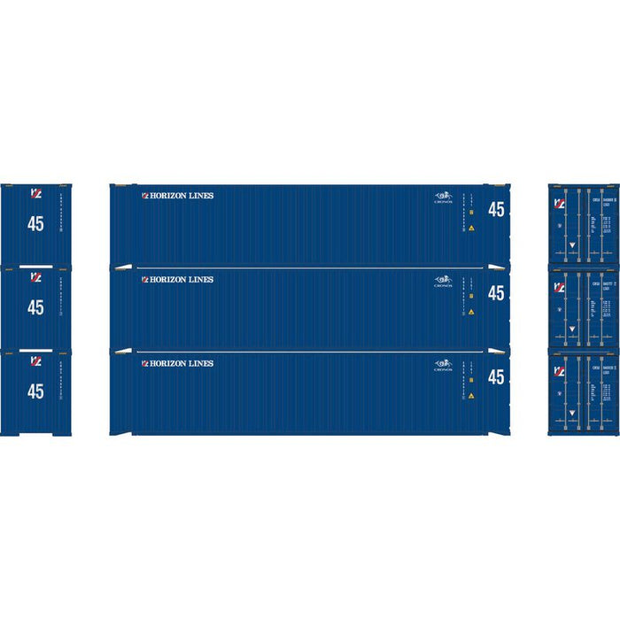Athearn RTR 1832 HO Scale 45' Container Horizon Lines / Cronos CRSU 3-Pack
