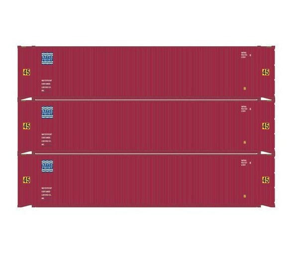 Athearn RTR 1833 HO Scale 45' Container Water Front WFHU 3-Pack