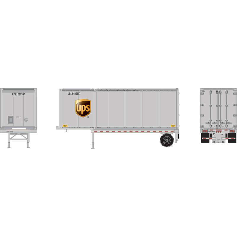 Athearn RTR 1836 HO Scale 28' Container and Chassis UPS #2
