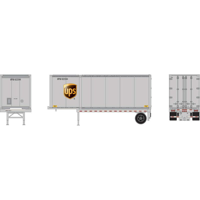 Athearn RTR 1837 HO Scale 28' Container and Chassis UPS #3