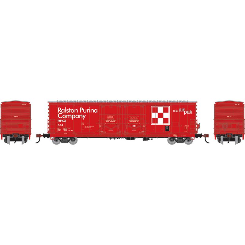 Athearn RTR 1845 HO Scale 50' Evans Double Door Boxcar Ralston Purina RPCX 204