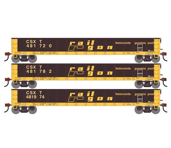 Athearn RTR 1861 HO Scale 52' Mill Gondola CSX CSXT 3-Pack