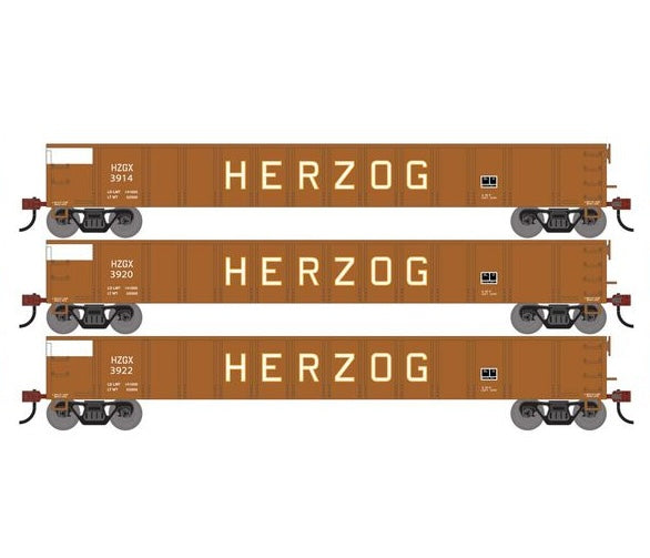 Athearn RTR 1864 HO Scale 52' Mill Gondola Herzog HZGX 3-Pack