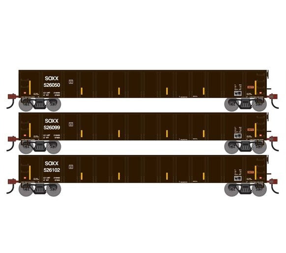 Athearn RTR 1867 HO Scale 52' Mill Gondola SMBC Rail Services SOXX 3-Pack