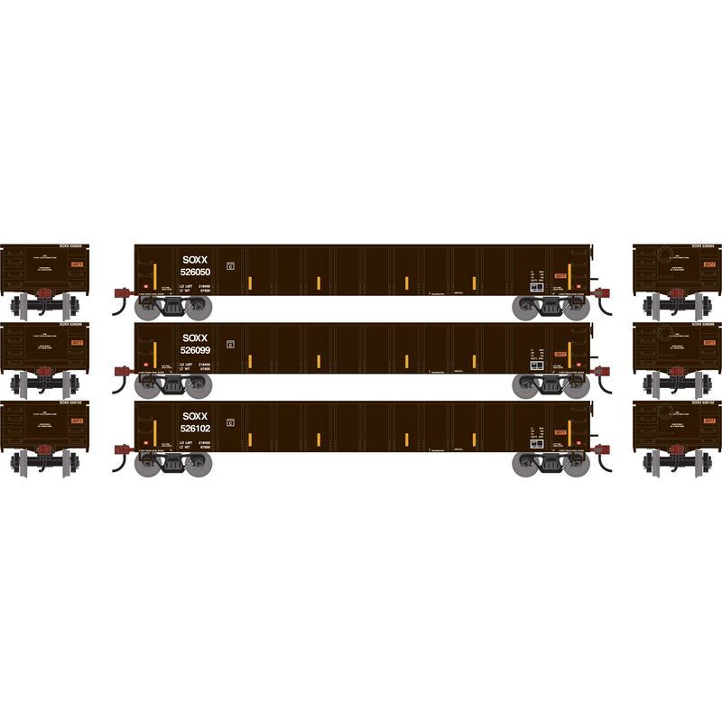 Athearn RTR 1867 HO Scale 52' Mill Gondola SMBC Rail Services SOXX 3-Pack
