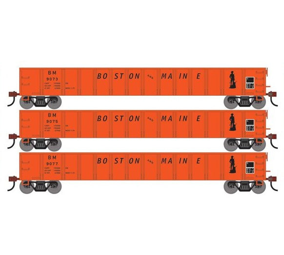 Athearn RTR 1870 HO Scale 52' Mill Gondola Boston & Maine B&M 3-Pack