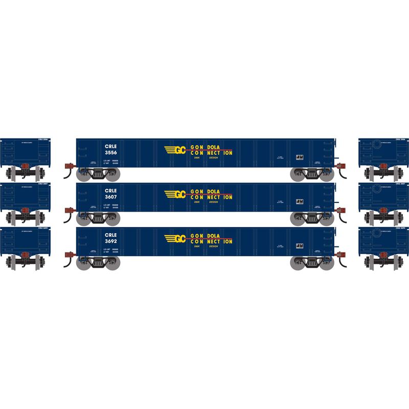 Athearn RTR 1873 HO Scale 52' Mill Gondola Gondola Connection CRLE 3-Pack
