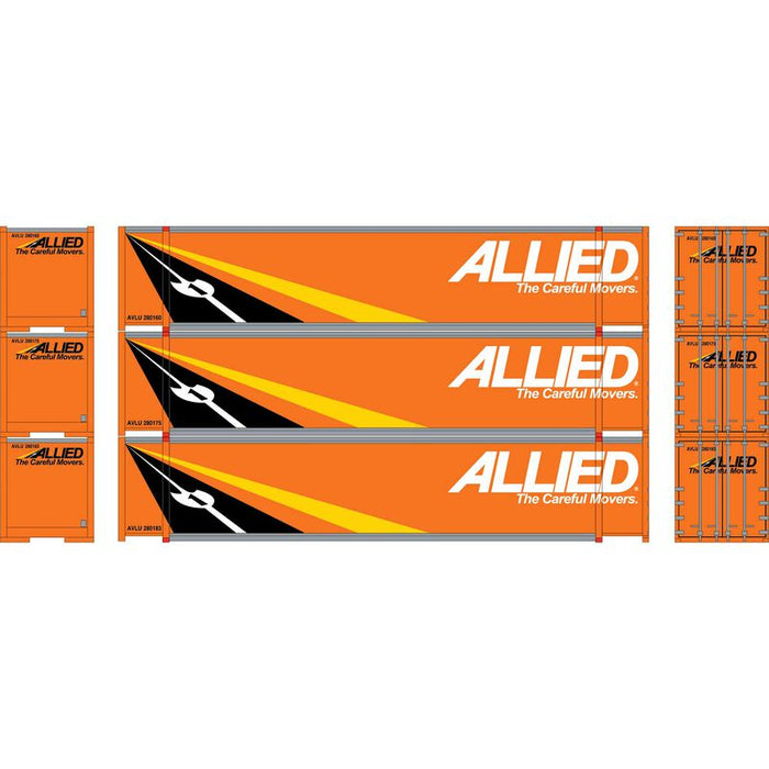 Athearn RTR 19136 HO Scale 48' Container Allied Van Lines AVLU 3 Pack #1
