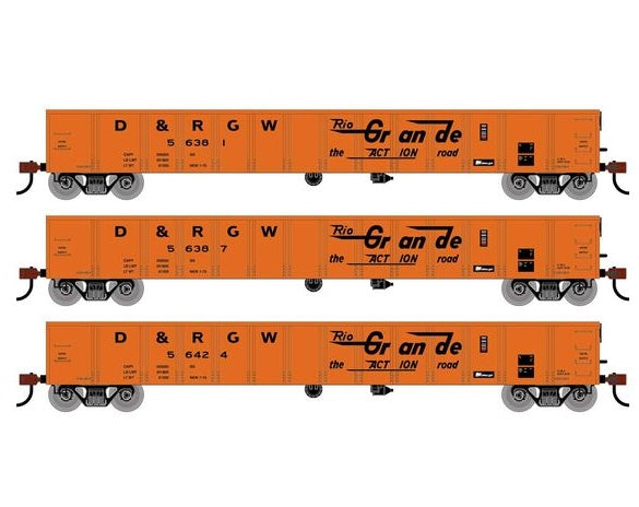 Athearn RTR 1983 HO Scale 52' Mill Gondola Rio Grande D&RGW 3-Pack