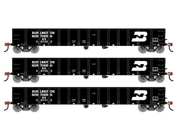 Athearn RTR 1986 HO Scale 52' Mill Gondola Burlington Northern BN 3-Pack