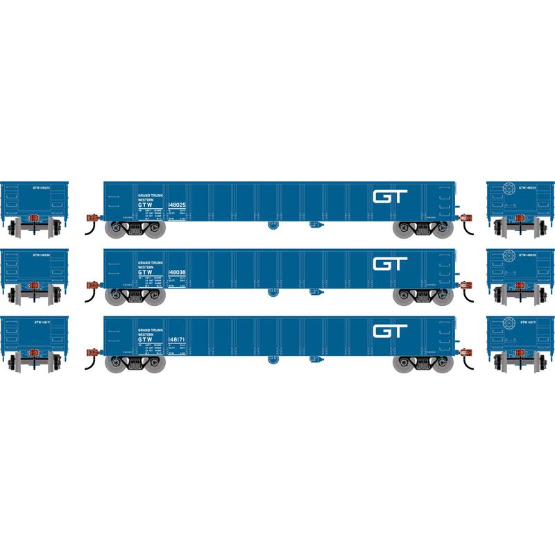 Athearn RTR 1989 HO Scale 52' Mill Gondola Grand Trunk Western GTW 3-Pack