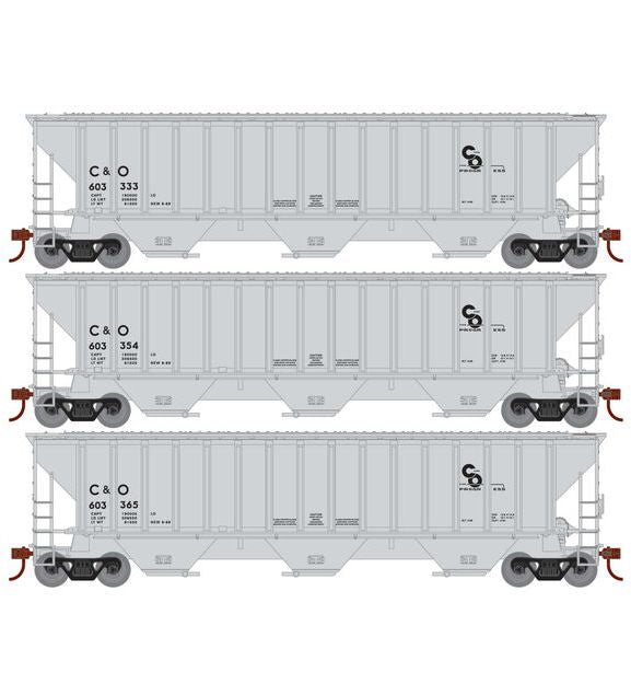 Athearn RTR 22269 HO Scale PS 4740 Covered Hopper Chesapeake & Ohio C&O 3-Pack