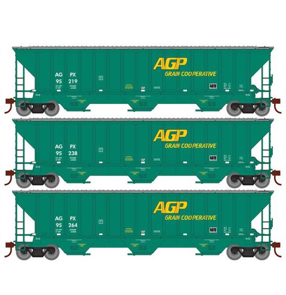 Athearn RTR 22272 HO Scale PS 4740 Covered Hopper AG Processing AGPX 3-Pack