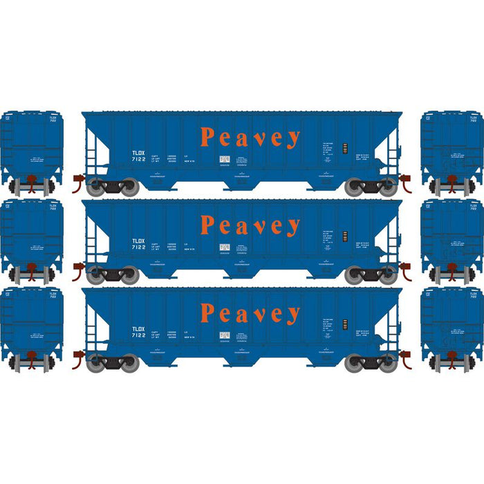 Athearn RTR 22275 HO Scale PS 4740 Covered Hopper Peavey TLDX 3-Pack