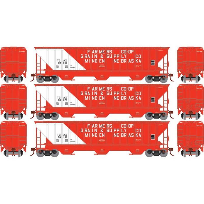 Athearn RTR 22278 HO Scale PS 4740 Covered Hopper Farmer's Co-op TCAX 3-Pack