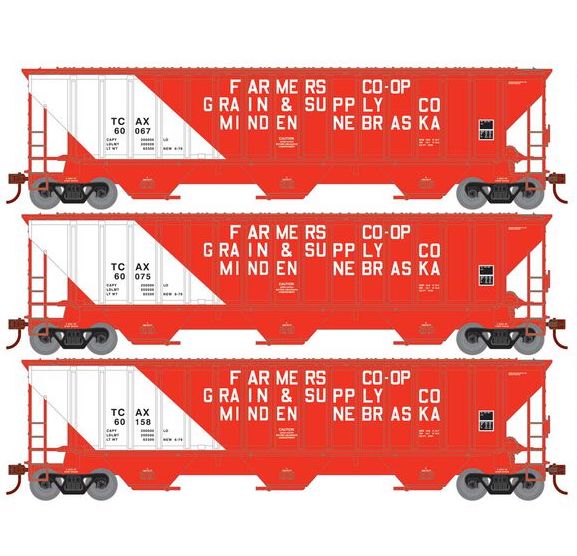 Athearn RTR 22278 HO Scale PS 4740 Covered Hopper Farmer's Co-op TCAX 3-Pack