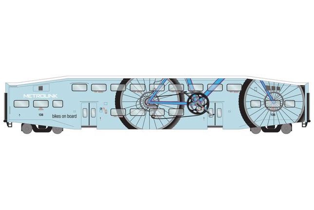 Athearn RTR 28581 N Scale Bombardier Coach Metrolink Special Bikes SCAX 138