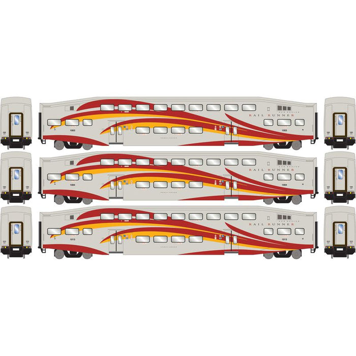 Athearn RTR 28593 N Scale Bombardier Coach Car New Mexico Railrunner NMRX 3 Pack